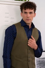Load image into Gallery viewer, Blue Discreet Print Men's Cotton Shirt