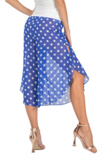 Load image into Gallery viewer, Blue &amp; White Polka-Dot Mesh Georgette Capri Pants
