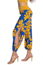 Load image into Gallery viewer, Blue & Yellow Leaf Print Babucha Tango Pants
