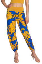Load image into Gallery viewer, Blue & Yellow Leaf Print Babucha Tango Pants