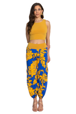 Load image into Gallery viewer, Blue & Yellow Leaf Print Babucha Tango Pants