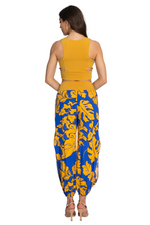 Load image into Gallery viewer, Blue & Yellow Leaf Print Babucha Tango Pants
