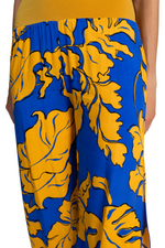 Load image into Gallery viewer, Blue & Yellow Leaf Print Babucha Tango Pants
