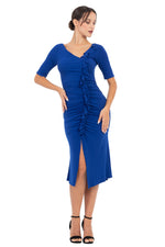 Load image into Gallery viewer, Bodycon Dance Dress With Front Ruffles And Gatherings