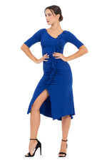 Load image into Gallery viewer, Bodycon Dance Dress With Front Ruffles And Gatherings
