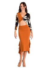 Load image into Gallery viewer, Bodycon Midi Dance Skirt With Side Ruffles