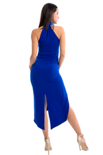 Load image into Gallery viewer, Bow-Tie Neck Tango Dress With Curved Front Slit