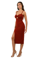 Load image into Gallery viewer, Bow Bust Midi Dress With Slit