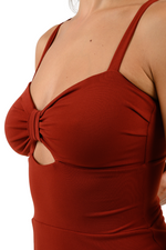 Load image into Gallery viewer, Bow Bust Midi Dress With Slit