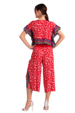 Load image into Gallery viewer, Bright Red Floral Print Boxy Co-ord Crop Top