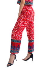 Load image into Gallery viewer, Bright Red Floral Print Tango Pants