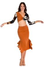 Load image into Gallery viewer, Bodycon Midi Dance Skirt With Side Ruffles