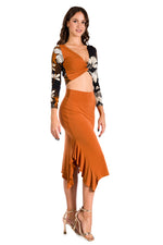 Load image into Gallery viewer, Bodycon Midi Dance Skirt With Side Ruffles