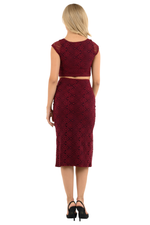 Load image into Gallery viewer, Burgundy Floral Lace Crop Top