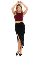 Load image into Gallery viewer, Burgundy Floral Lace Crop Top