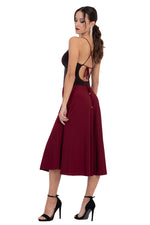 Load image into Gallery viewer, Burgundy Lamé Fit & Flare Tango Dress With Spaghetti Straps