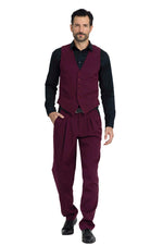 Load image into Gallery viewer, Burgundy Men's Tango Outfit With Satin Detailing