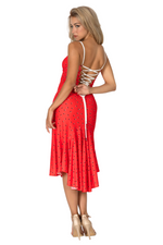 Load image into Gallery viewer, Red Confetti Lace-up Tango Dress With Tail