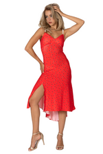 Load image into Gallery viewer, Red Confetti Lace-up Tango Dress With Tail