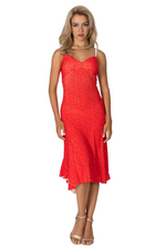 Load image into Gallery viewer, Woman wearing a red dress with a white background