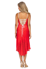 Load image into Gallery viewer, Red Confetti Lace-up Tango Dress With Tail