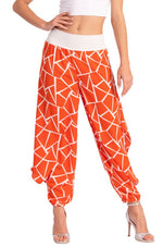 Load image into Gallery viewer, Coral Geometric Print Pants With Slits
