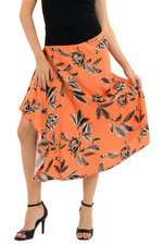 Load image into Gallery viewer, Coral Floral Print Skirt With Side Draping