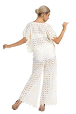 Load image into Gallery viewer, Cream Zig Zag Lace Wide-Leg Tango Pants

