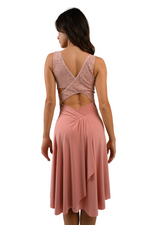 Load image into Gallery viewer, Crisscross Tango Dress with Lace & Back Draping