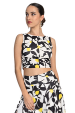 Load image into Gallery viewer, Daisy Print Side Gathered Crop Top