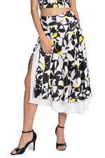 Load image into Gallery viewer, Daisy Print Two-layer Satin Dance Skirt