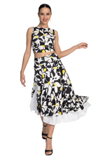 Load image into Gallery viewer, Daisy Print Side Gathered Crop Top