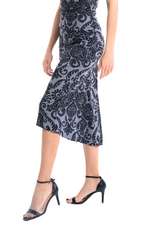 Load image into Gallery viewer, Damask Print Tango Skirt With Center Back Slit