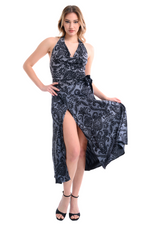 Load image into Gallery viewer, Damask Print Satin Wrap Dance Skirt