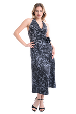 Load image into Gallery viewer, Damask Print Satin Wrap Dance Skirt