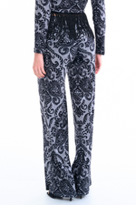 Load image into Gallery viewer, Damask Print Velvet Wide Leg Pants