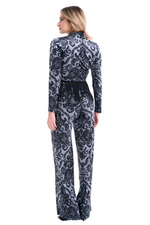 Load image into Gallery viewer, Damask Print Velvet Wide Leg Pants