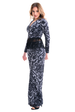 Load image into Gallery viewer, Damask Print Velvet Wide Leg Pants