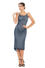 Load image into Gallery viewer, Dark Blue Lace Tango Dress With Slitted Tail