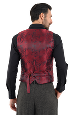 Load image into Gallery viewer, Dark Grey Tango Vest With Red Marble Print Satin Back