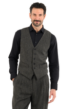 Load image into Gallery viewer, Dark Grey Tango Vest With Red Marble Print Satin Back
