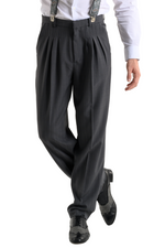 Load image into Gallery viewer, Dark Grey Pinstriped Men's Tango Pants With Three Pleats