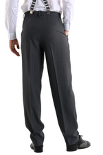 Load image into Gallery viewer, Dark Grey Pinstriped Men's Tango Pants With Three Pleats
