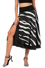 Load image into Gallery viewer, Dark Zebra Print Two-layer Satin Dance Skirt
