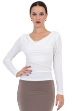 Load image into Gallery viewer, Draped Neckline Long Sleeve Top