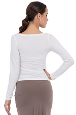 Load image into Gallery viewer, Draped Neckline Long Sleeve Top