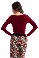 Load image into Gallery viewer, Draped Neckline Long Sleeve Top With Side Pleats