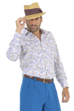 Load image into Gallery viewer, Ecru Leaf Print Men's Cotton Shirt