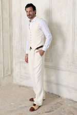 Load image into Gallery viewer, Ecru Men's Tango Pants With Front Pleat
