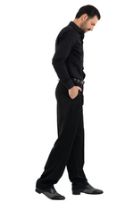 Load image into Gallery viewer, Black Satin Men's Tango Pants With Two Pleats